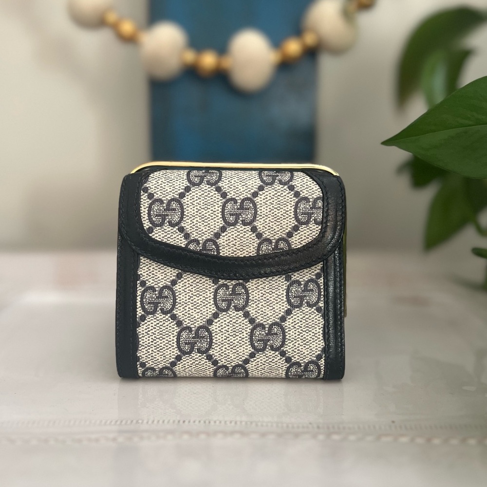 GUCCI Vintage Coated Canvas / Leather Compact Wallet